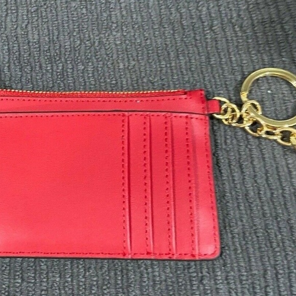 RALPH LAUREN RED SLIM LEATHER WALLET COIN KEY CHAI - Picture 2 of 4